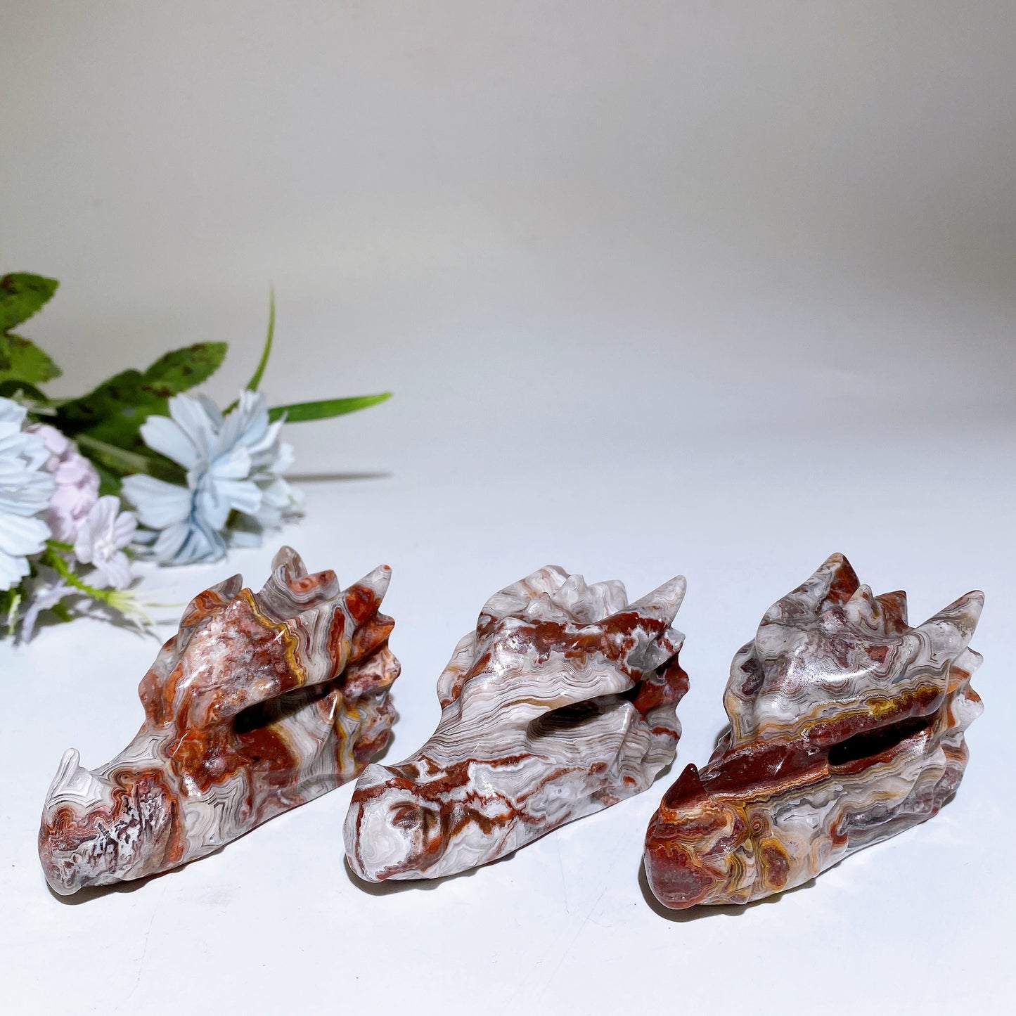 3.0" Red Mexican Onyx Dragon Head Carving Crystal Healing Bulk Wholesale