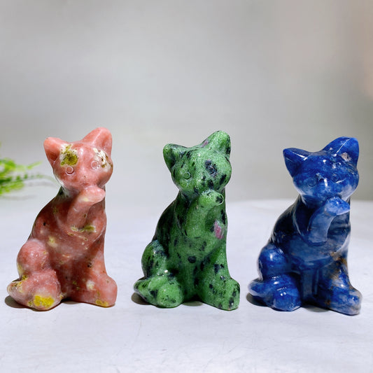 2.5" Natural Crystal Cat Carving Wholesale