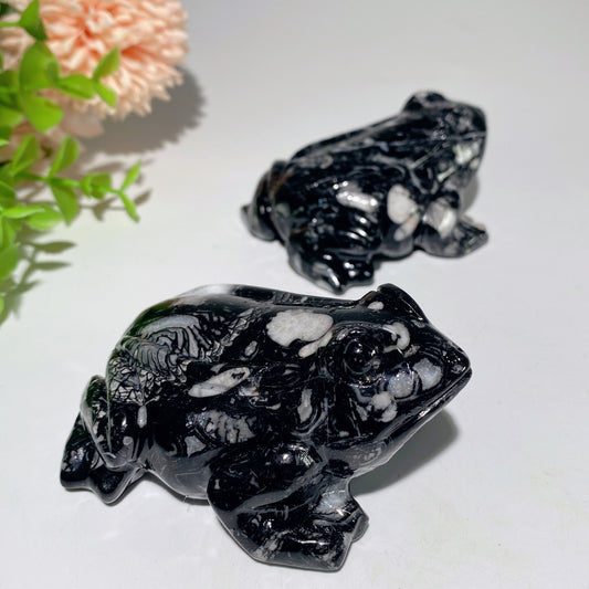 3.0" Fossil Jasper Frog Carvings Bulk Wholesale