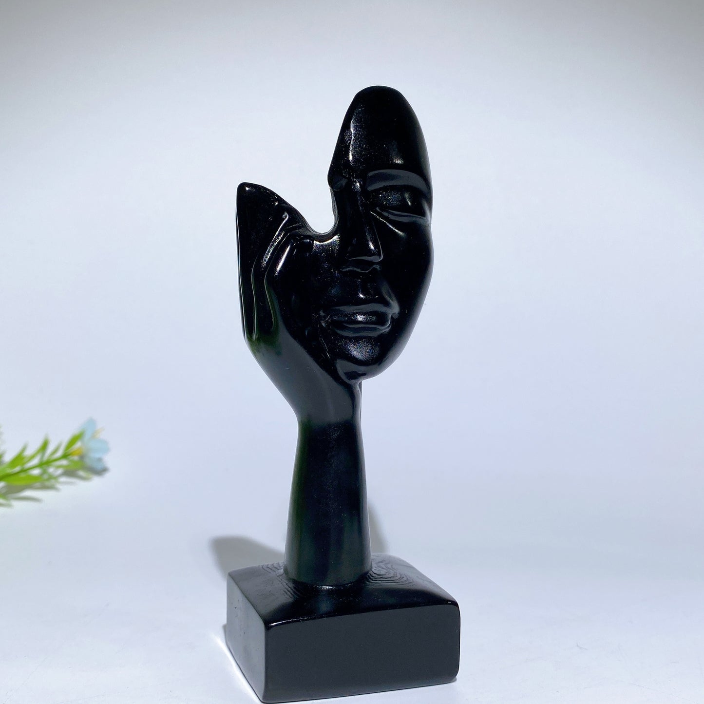 5.4" Black Obsidian Thinker Woman Statue Carvings Bulk Wholesale