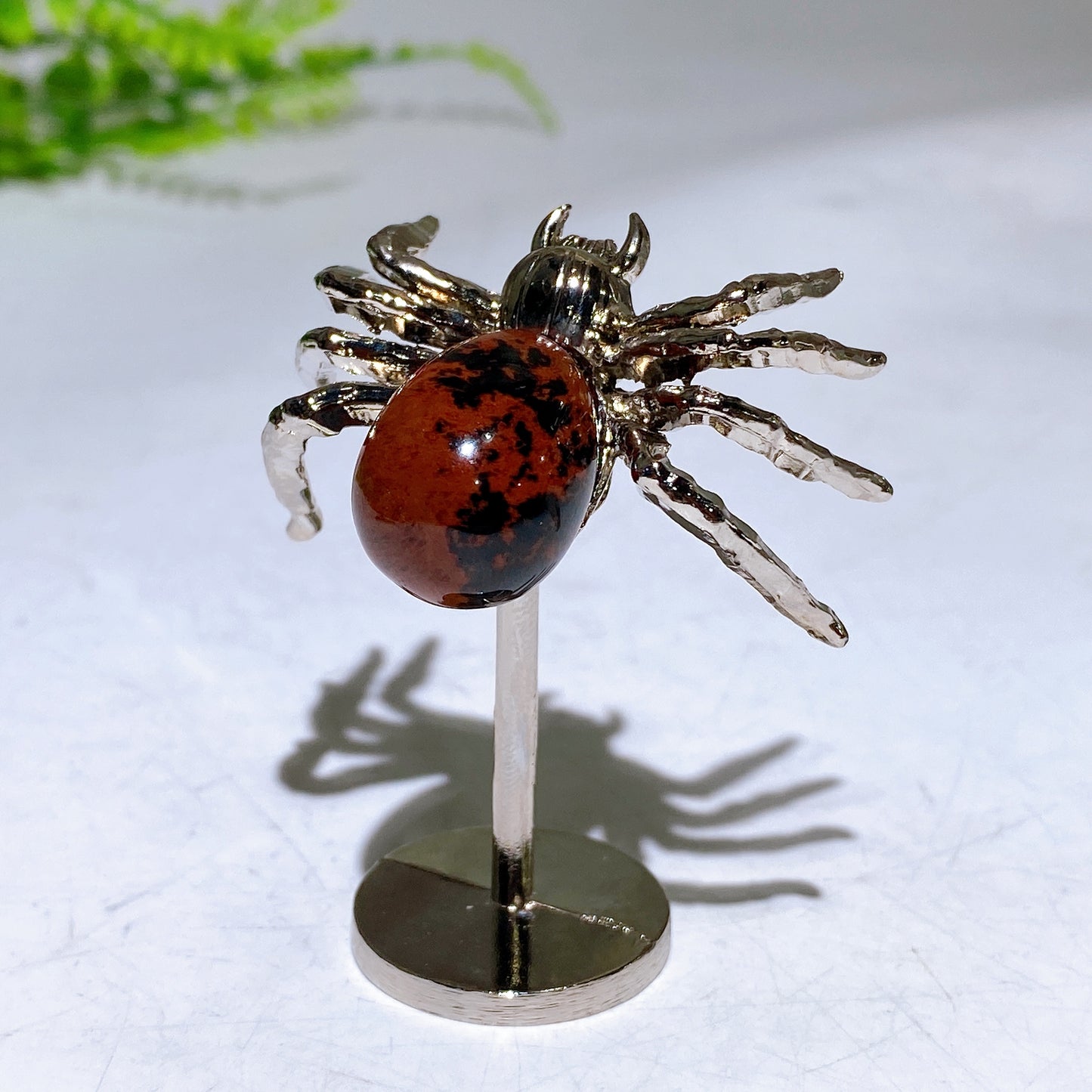 Natural Crystal Spider Carving with Fixed Metal Display Stand Wholesale