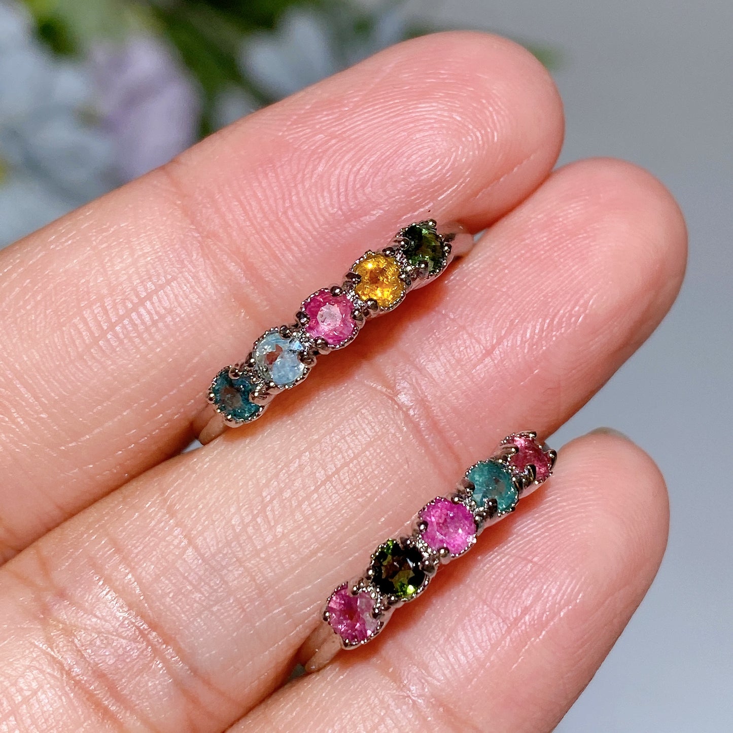 Cooper Silver Plated Tourmaline Ring Crystal Healing Bulk Wholesale