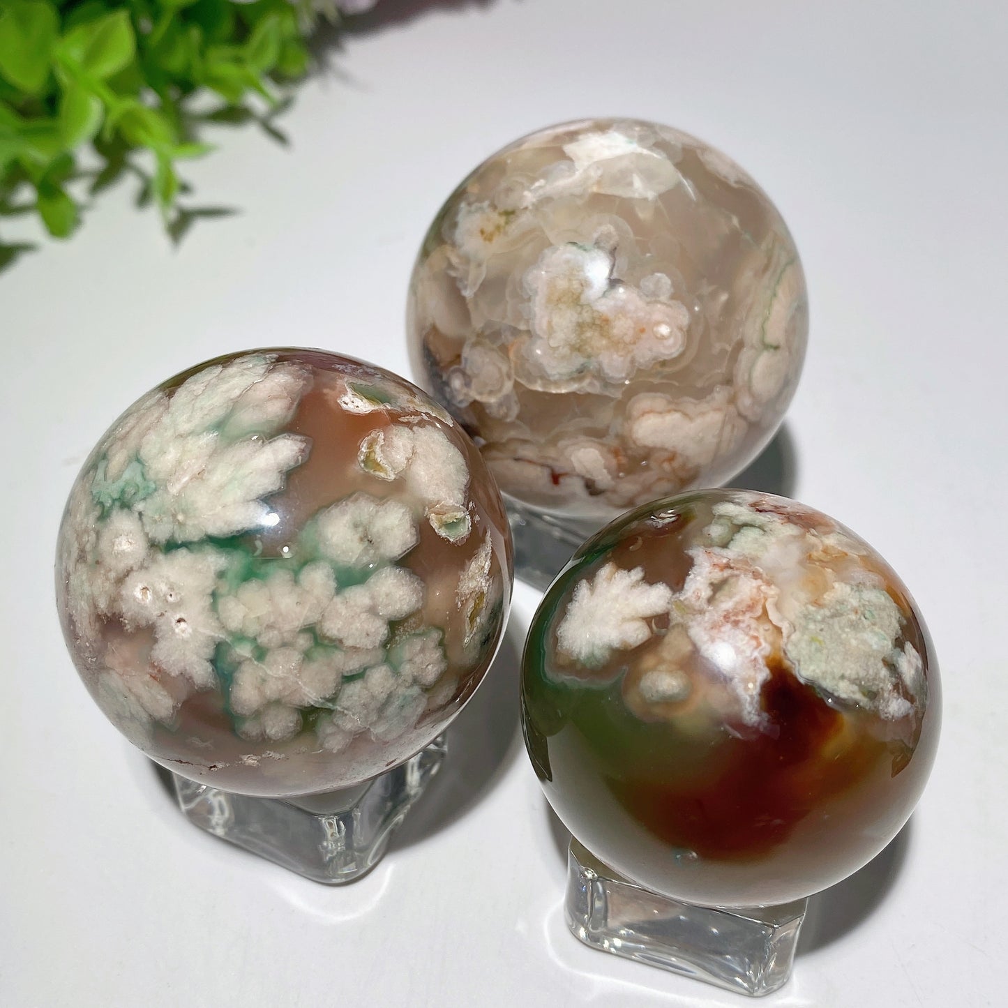 1.3"-2.5" Green Flower Agate Sphere Bulk Wholesale