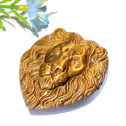 1.8" Yellow Tiger's Eye Lion Slab Carvings Crystal Healing Bulk Wholesale