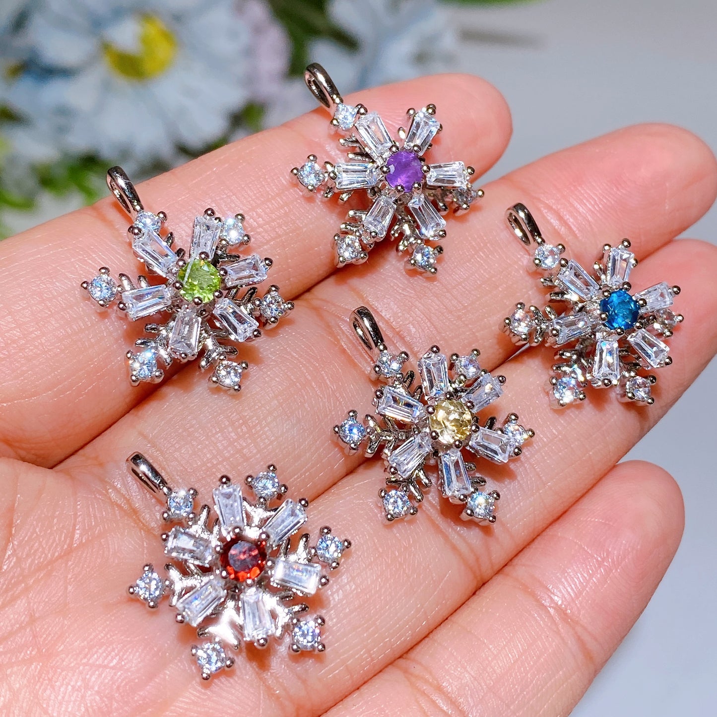 Cooper Silver Plated Spinning Snowflake Pendant Crystal Healing Bulk Wholesale