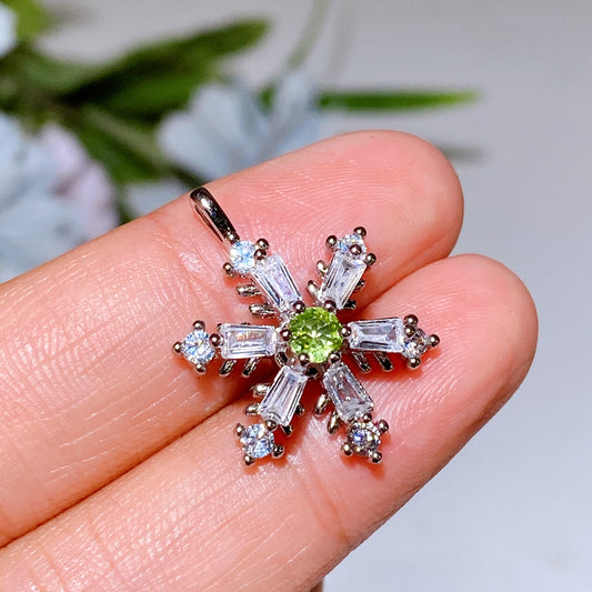 Cooper Silver Plated Spinning Snowflake Pendant Crystal Healing Bulk Wholesale