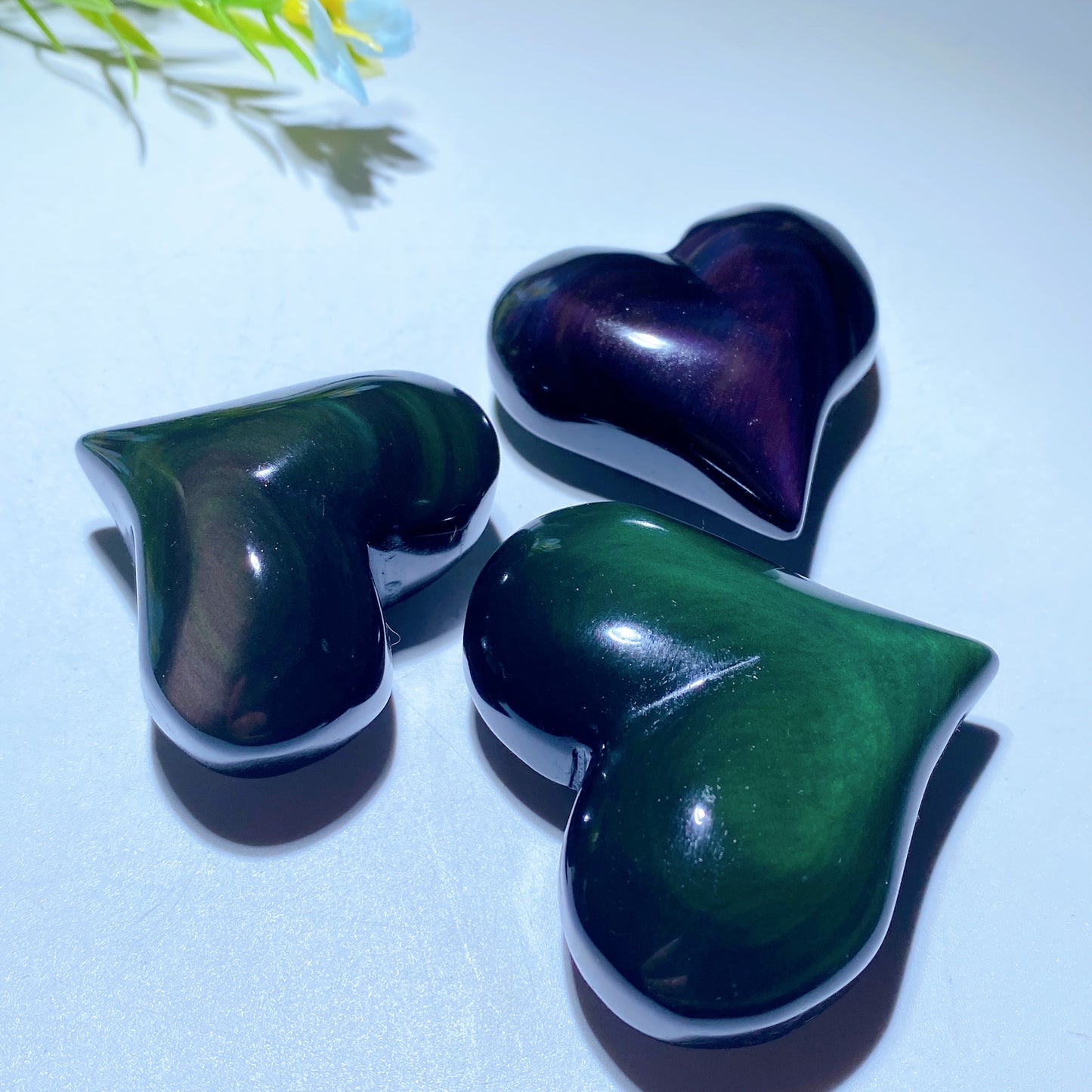 1.8"-2.7" Rainbow Obsidian Peach Heart Carvings Bulk Wholesal e