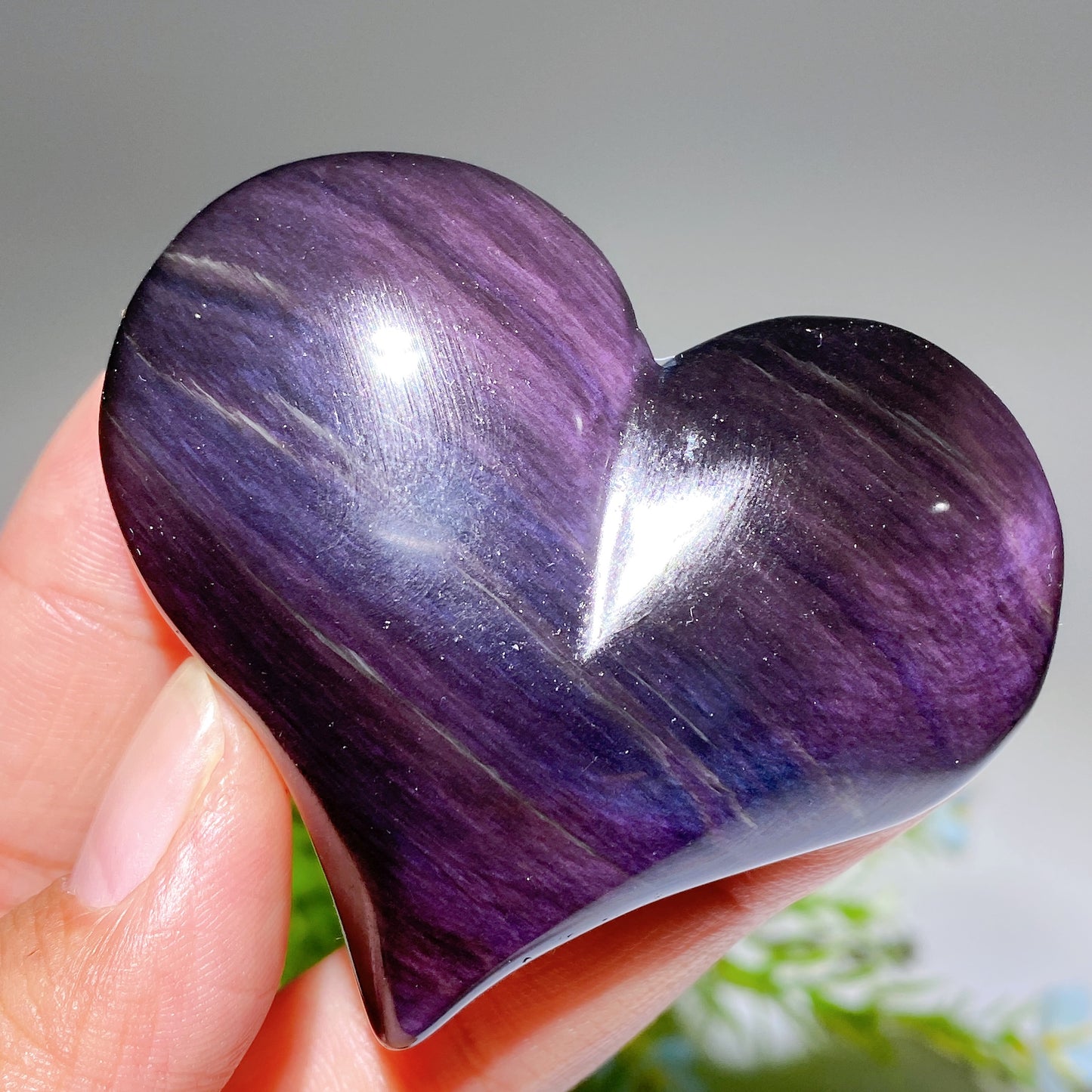 1.8"-2.7" Rainbow Obsidian Peach Heart Carvings Bulk Wholesal e