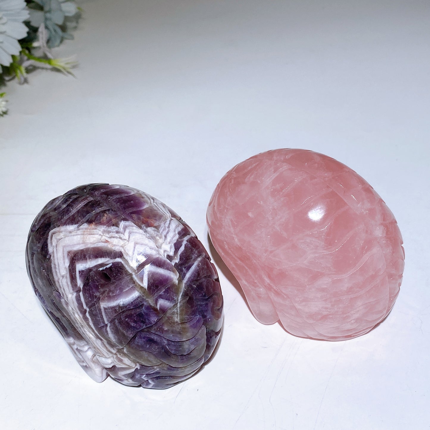 3.6" Dream Amethyst Rose Quartz Brain Carving Crystal Healing Bulk Wholesale
