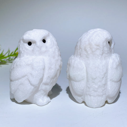 2.4" White Jade Owl Carvings Crystal Healing Bulk Wholesale