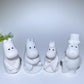 3.1"-3.8" White Jade Hippo Family Carvings Bulk Wholesale