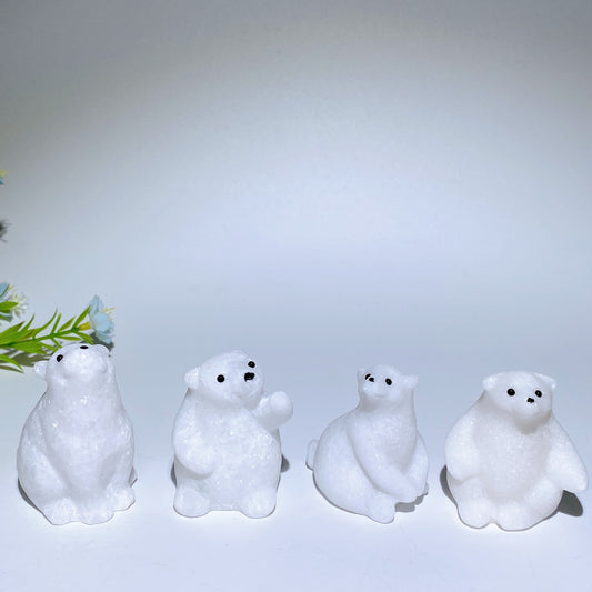 1.9"-2.2" White Jade Polar Bear Carvings Bulk Wholesale