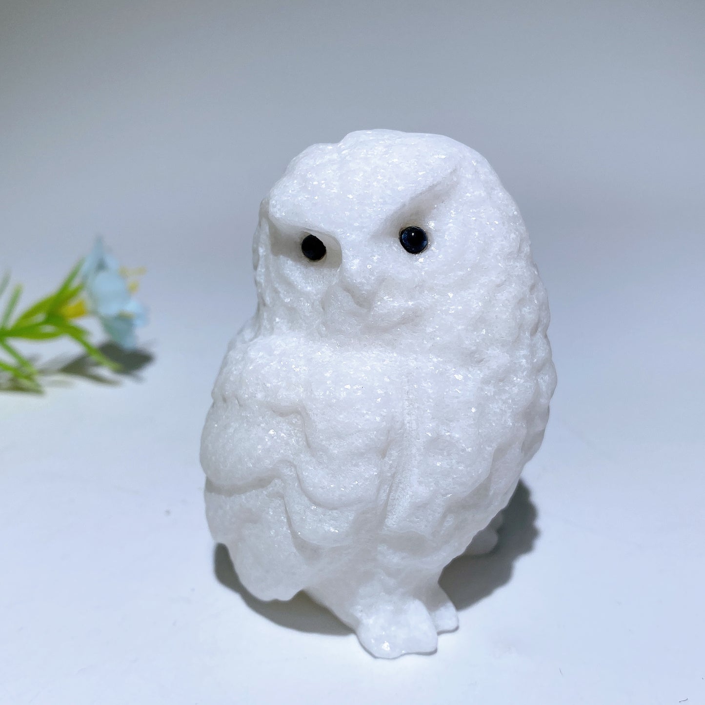 2.4" White Jade Owl Carvings Bulk Wholesale