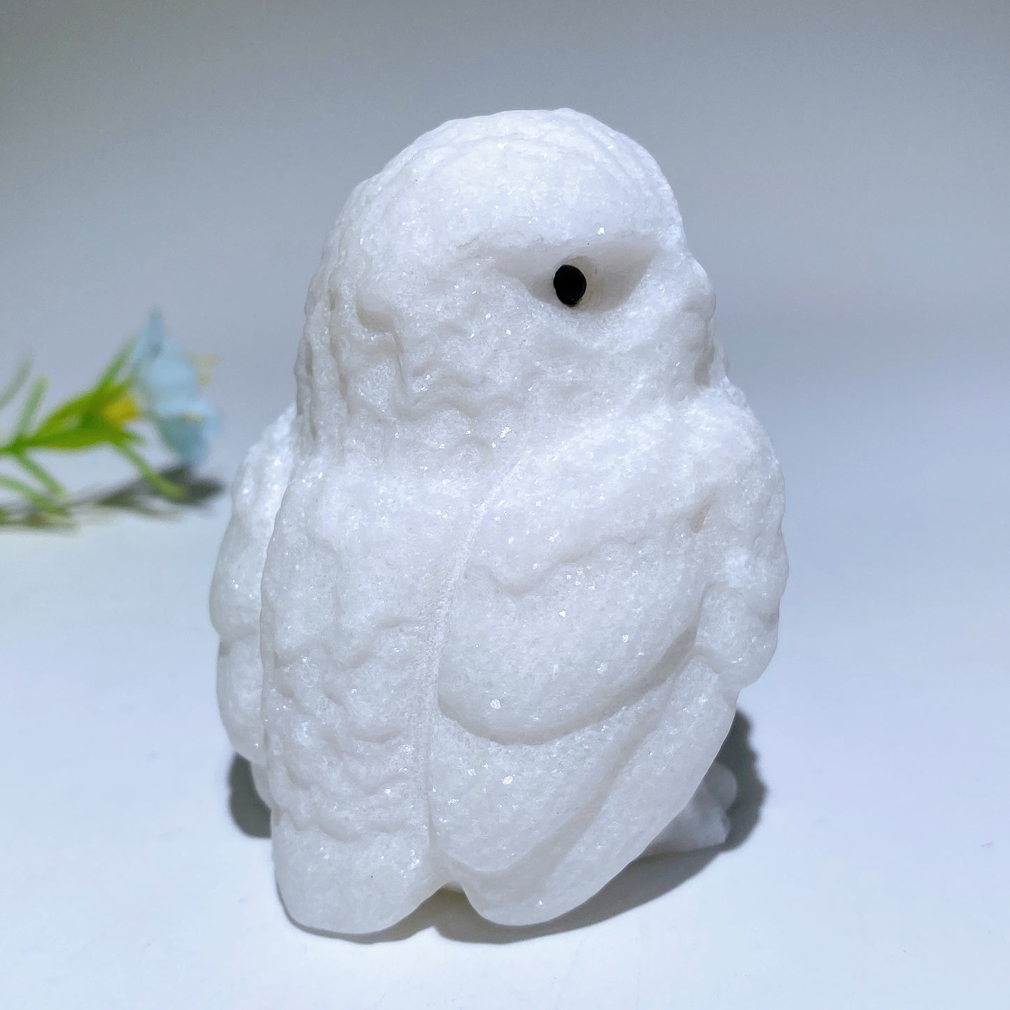 2.4" White Jade Owl Carvings Bulk Wholesale