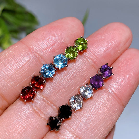 925 Silver Crystal Ear Stud Crystal Healing Bulk Wholesale