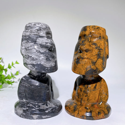 5.2" Jade Picasso Stone Moai Carvings Bulk Wholesale