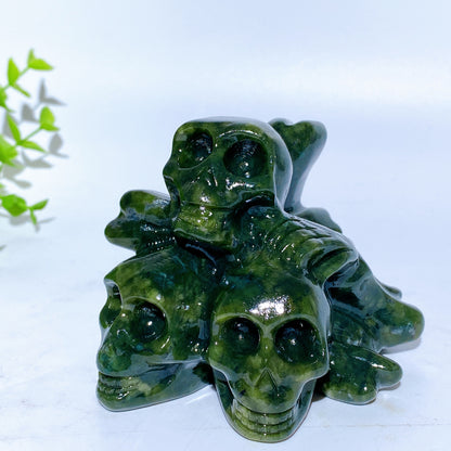 3.0" Black Obsidian Serpentine Skulls Carvings Crystal Healing Bulk Wholesale