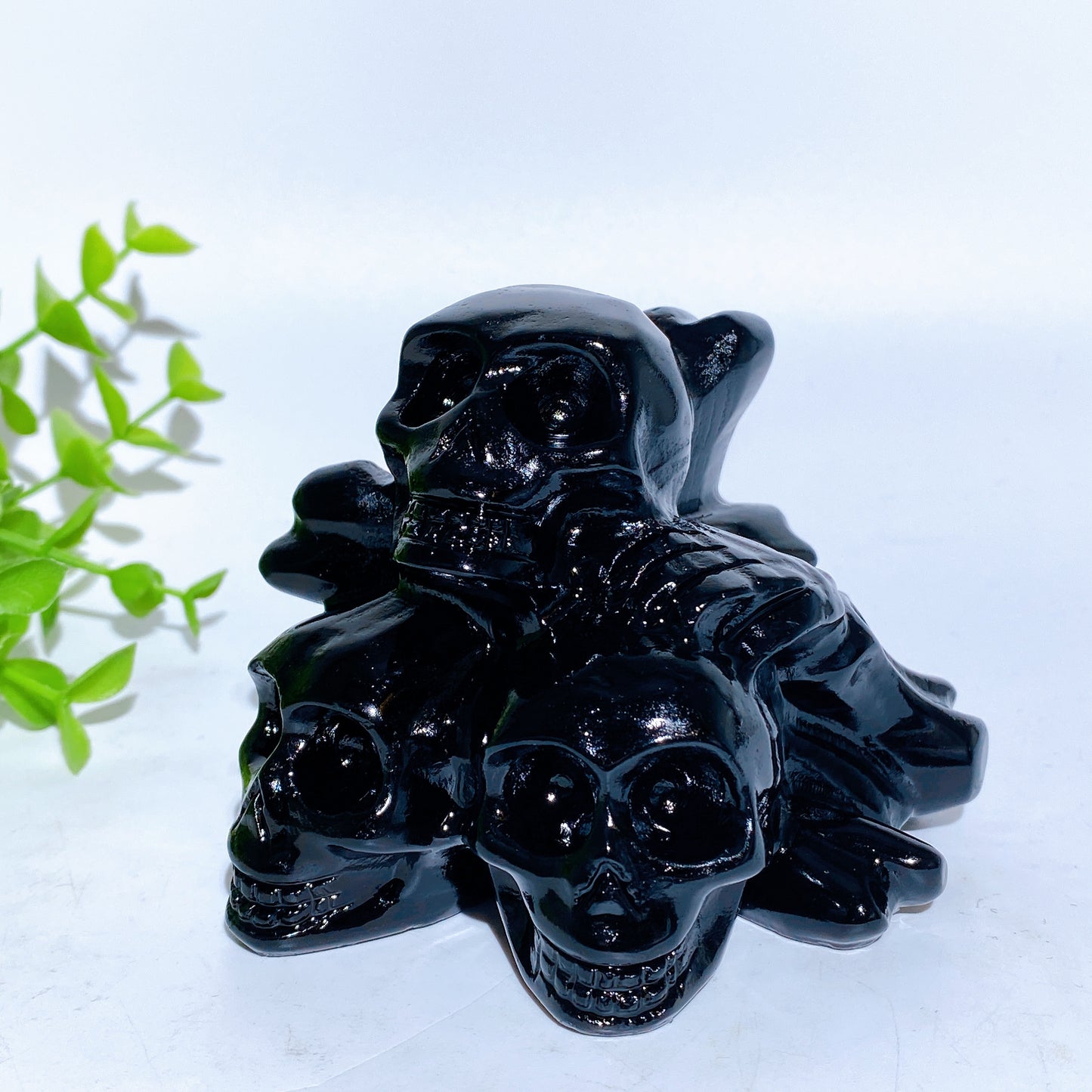 3.0" Black Obsidian Serpentine Skulls Carvings Bulk Wholesale