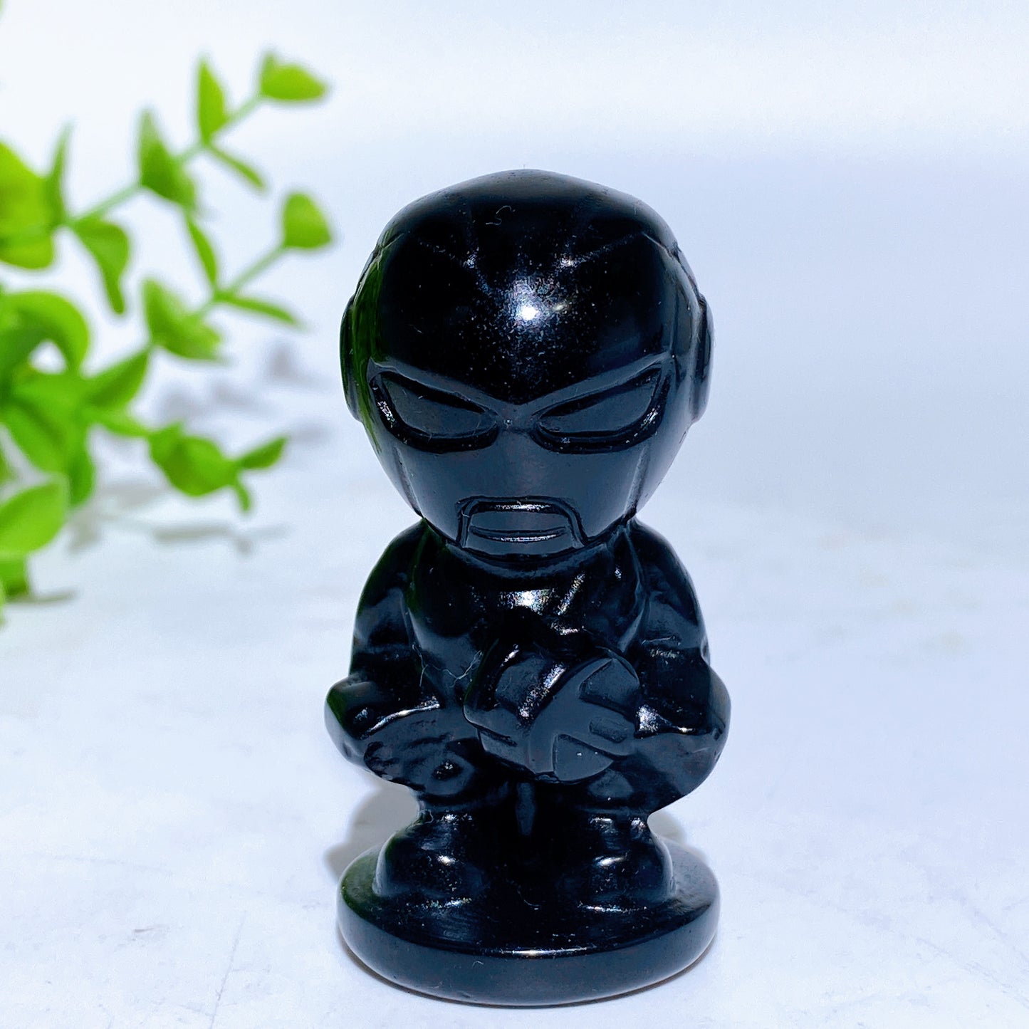 2.1" Black Obsidian Marvel Series Character Carvings Crystal Healing Bulk Wholesale