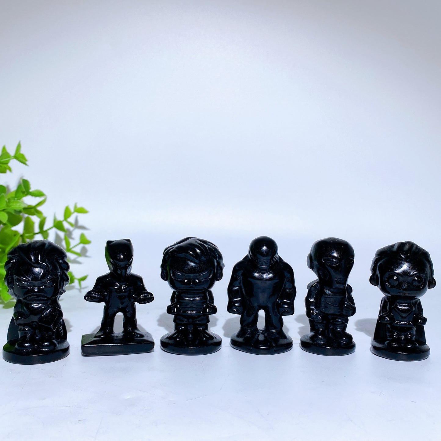 2.1" Black Obsidian Marvel Series Character Carvings Crystal Healing Bulk Wholesale