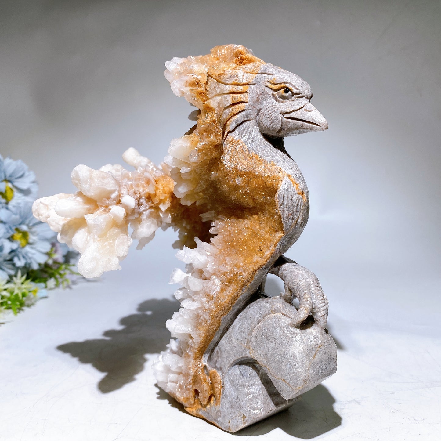 20cm Unique Calcite Cluster Phoenix Carving Crystal Healing Bulk Wholesale