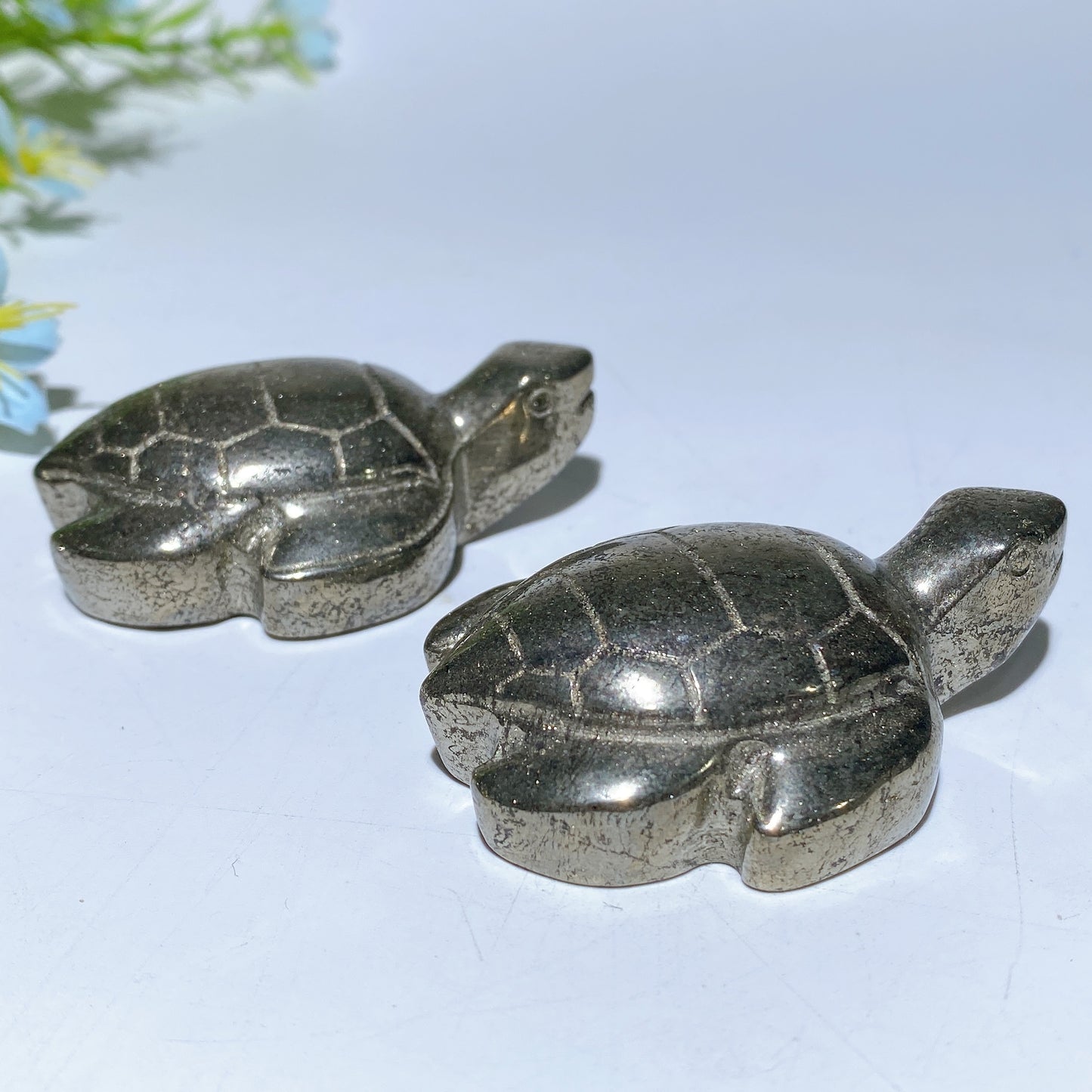 2.3" Pyrite Turtle Carvings Bulk Wholesale