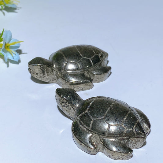 2.3" Pyrite Turtle Carvings Bulk Wholesale