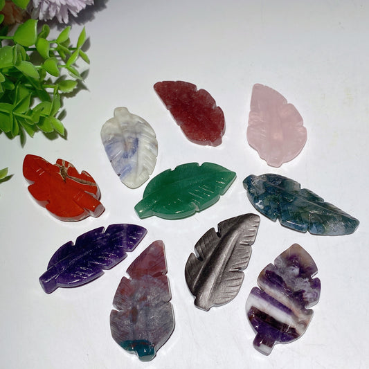 2.0"-2.3" Mixed Crystal Leaf Carvings Bulk Wholesale