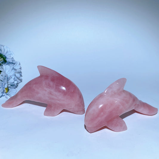 Rose Quartz Dolphin Carvings Bulk Wholesale