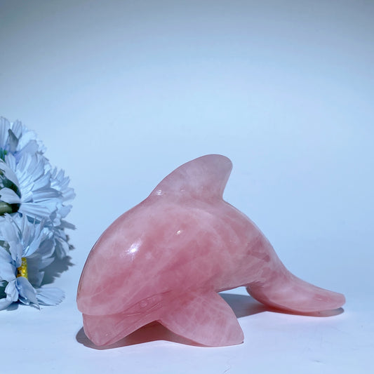 Rose Quartz Dolphin Carvings Bulk Wholesale