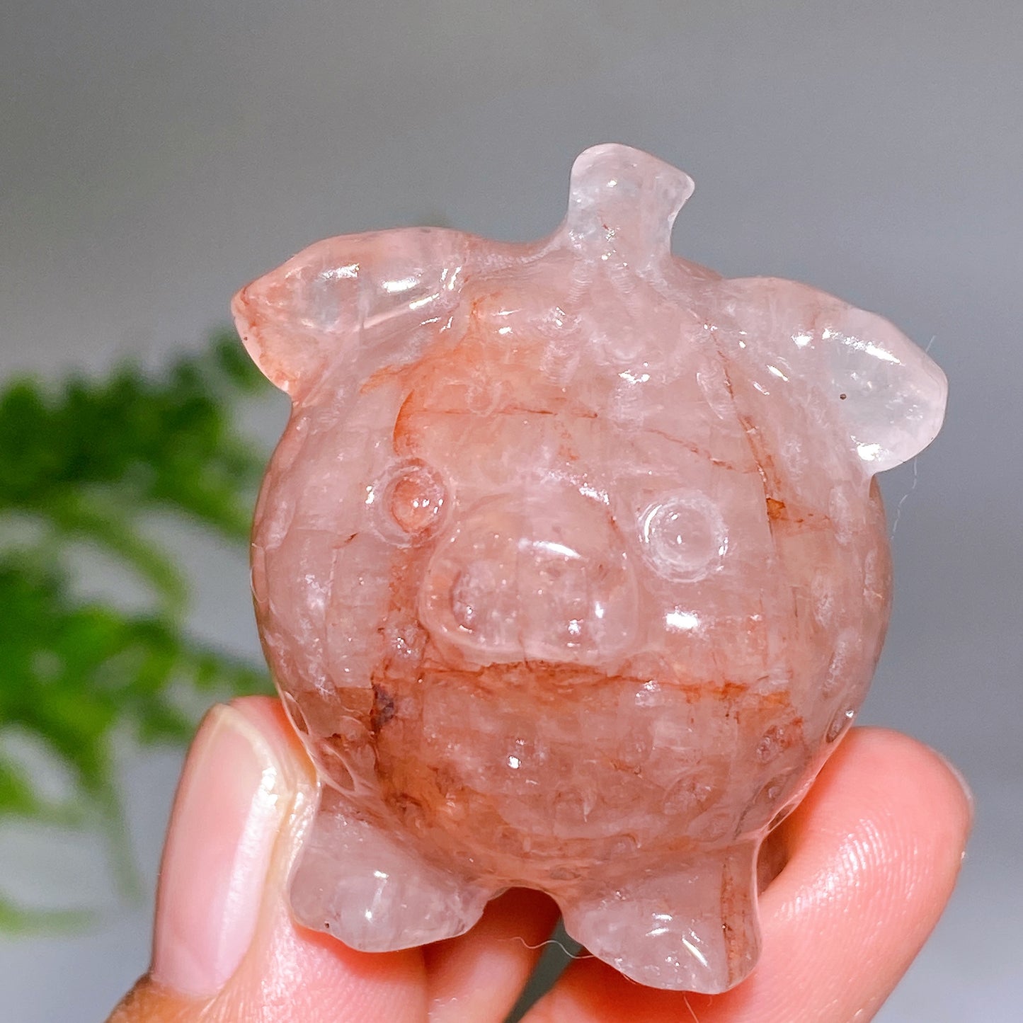 1.6" Natural Crystal Strawberry Pig Carving Wholesale