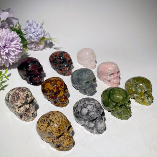 1.9"-2.0" Mixed Crystal Skull Carvings Bulk Wholesale