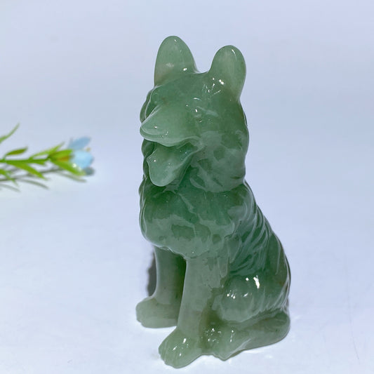 3.1" Mixed Crystal German Shepherd Dog Carvings Bulk Wholesale