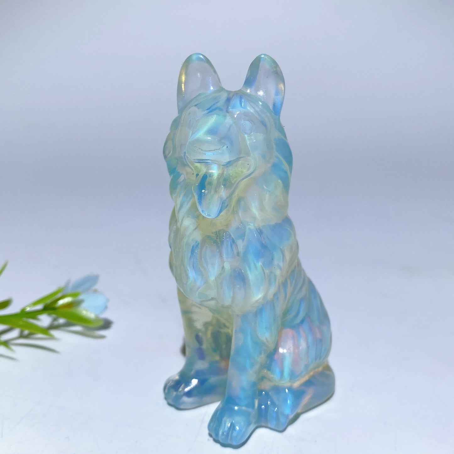 3.1" Mixed Crystal German Shepherd Dog Carvings Crystal Healing Bulk Wholesale