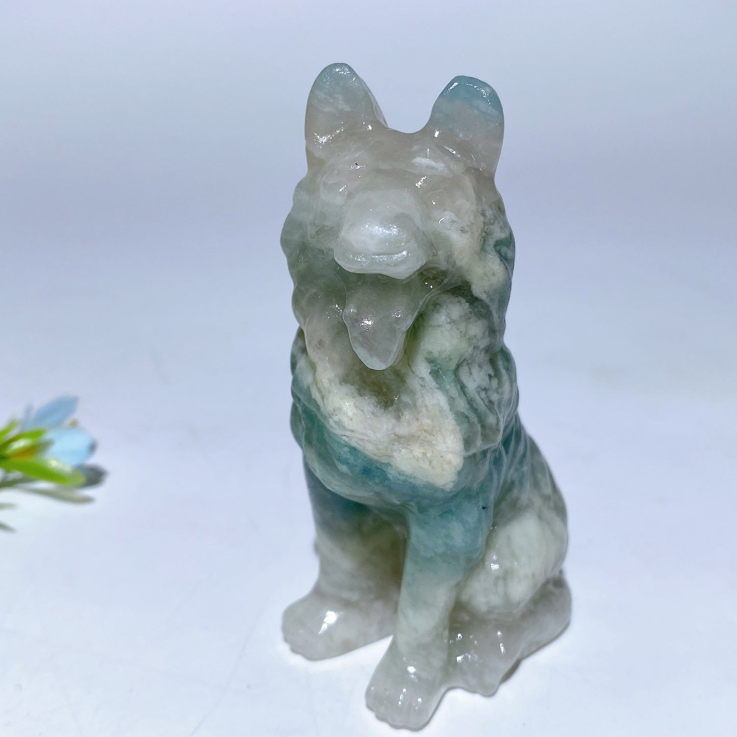 3.1" Mixed Crystal German Shepherd Dog Carvings Crystal Healing Bulk Wholesale