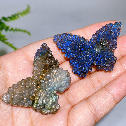 1.8" Labradorite Flower Butterfly Carving Wholesale
