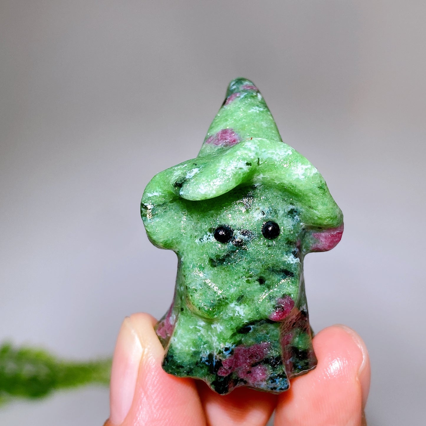 1.5" Natural Crystal Ghost with Witch's Hat Carving for Halloween Wholesale