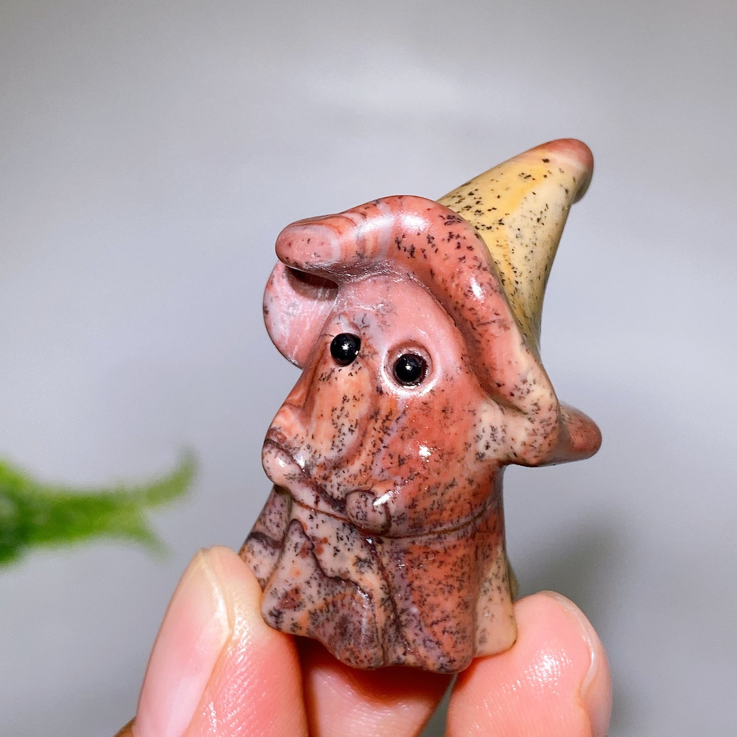 1.5" Natural Crystal Ghost with Witch's Hat Carving for Halloween Wholesale