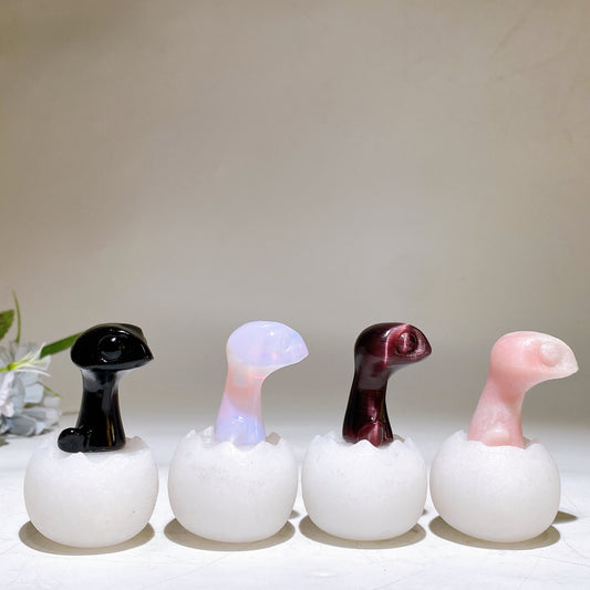 2.6" Crystal Baby Dinosaur White Jade Shell Carving Crystal Healing Bulk Wholesale