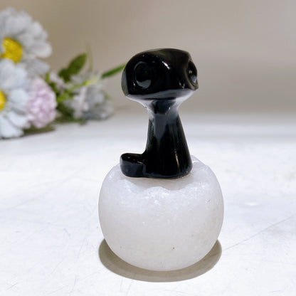 2.6" Crystal Baby Dinosaur White Jade Shell Carving Crystal Healing Bulk Wholesale