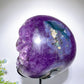 Large Unique Amethyst Geode Grow with UV Reactive Calcite with Stand Free Form