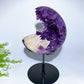 Large Unique Amethyst Geode Grow with UV Reactive Calcite with Stand Free Form