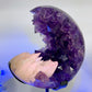 Large Unique Amethyst Geode Grow with UV Reactive Calcite with Stand Free Form