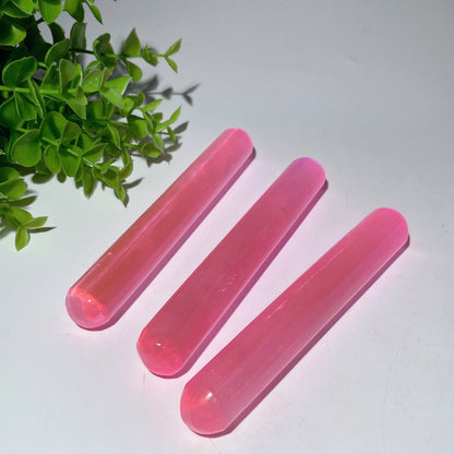 6" Aura Pink Polished Angel Crystal Selenite Wand