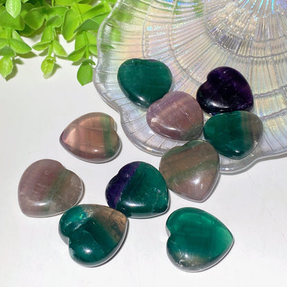 1.1" Fluorite Heart Moon Carvings Crystal Healing Bulk Wholesale