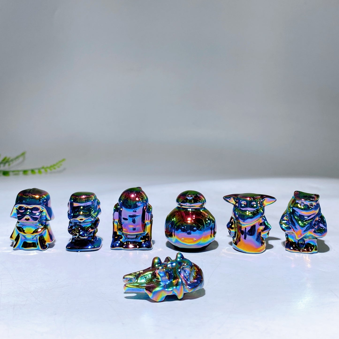 1.4" Aura Dark Rainbow Black Obsidian Star War Carvings Wholesale