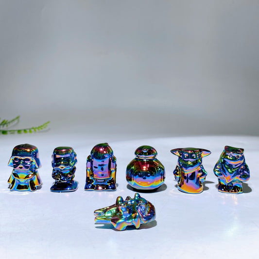 1.4" Aura Dark Rainbow Black Obsidian Star War Carvings Wholesale