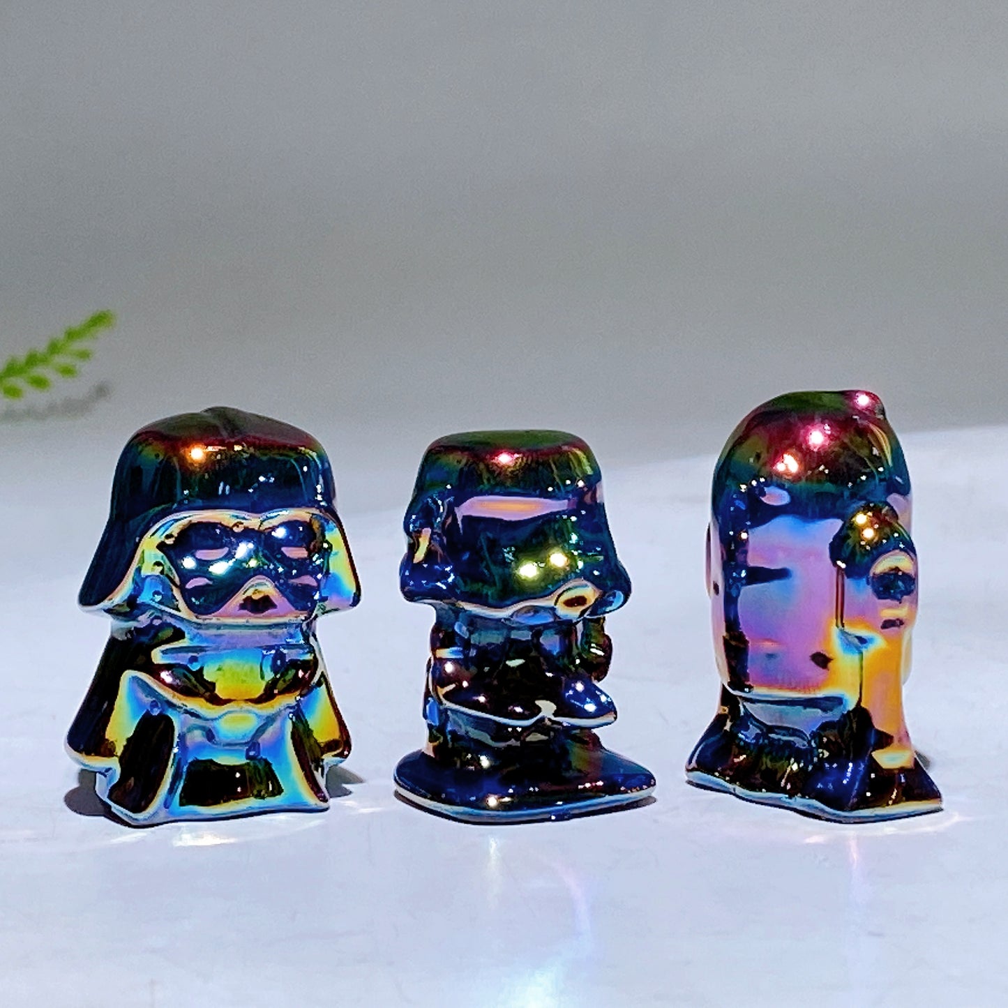 1.4" Aura Dark Rainbow Black Obsidian Star War Carvings Wholesale