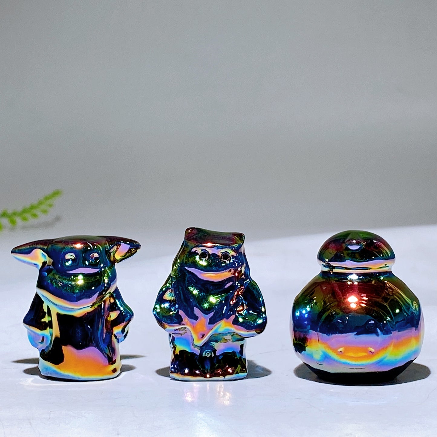 1.4" Aura Dark Rainbow Black Obsidian Star War Carvings Wholesale