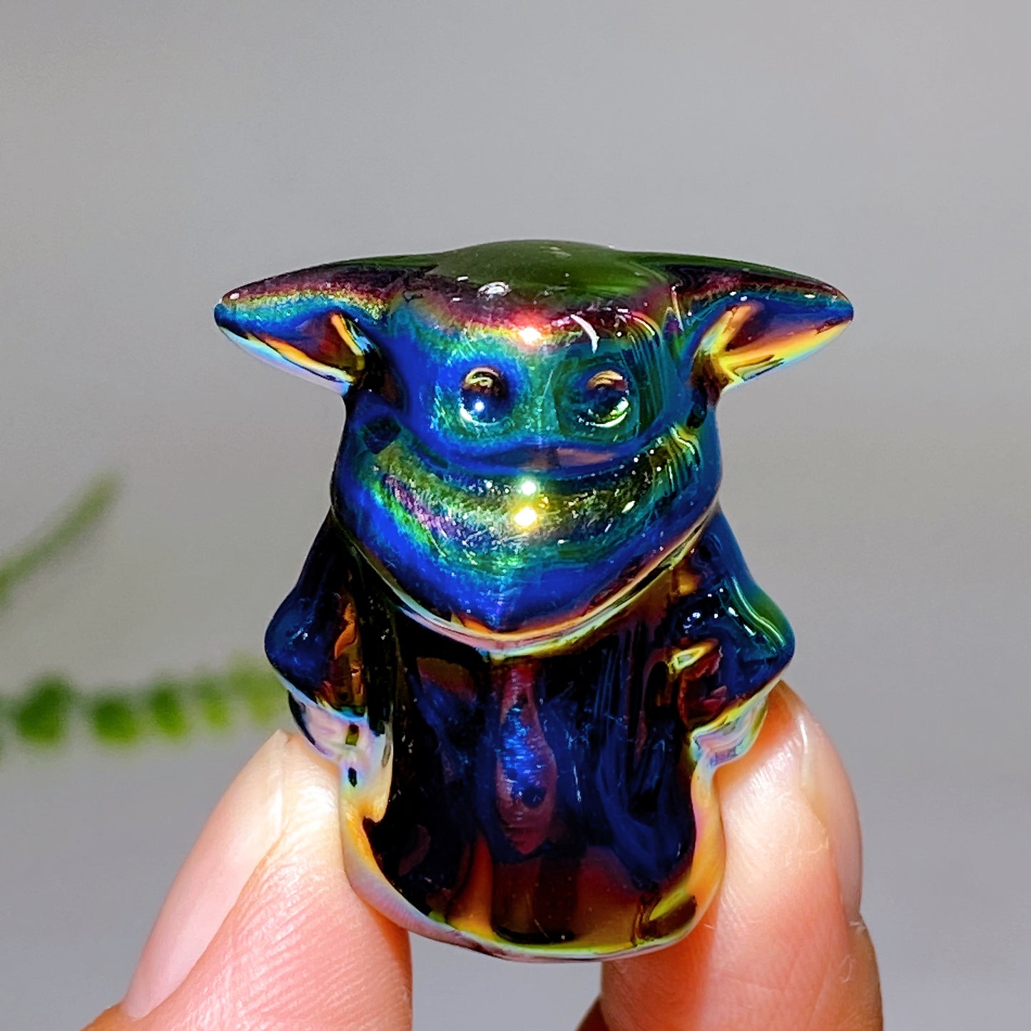 1.4" Aura Dark Rainbow Black Obsidian Star War Carvings Wholesale